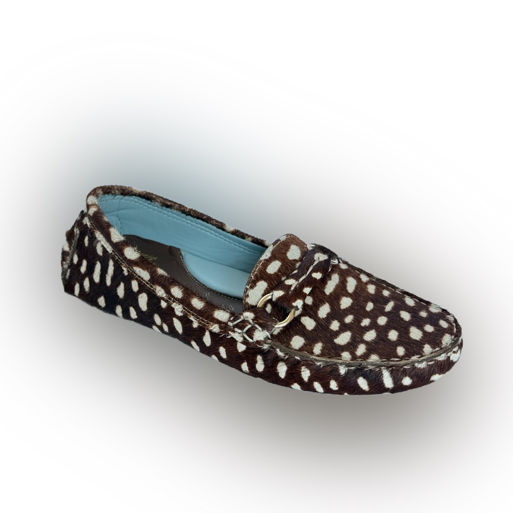 Elegant Brown And White Women's Moccasins